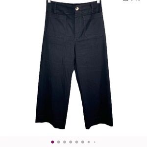 Maeve Anthropologie The Colette Wide Leg Crop Linen Pants Size 27 Black